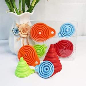 4-pcs Collapsible Silicone Funnels for Kitchen, Small & Large, Food Grade, Foldable for Easy Liquid Transfer & Bottle Filling - Kitchen Gadgets
