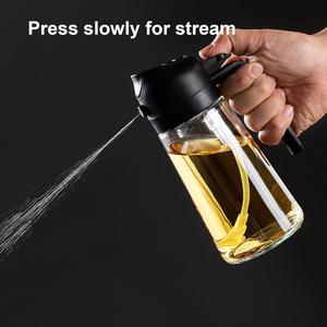 Oil Dispenser for Kitchen - 16Oz / 470Ml Olive Oil Bottle - 2 in 1 Olive Oil Dispenser & Oil Sprayer with Brush - Oil Sprayer for Cooking, Salad, Barbecue Black CXINYI