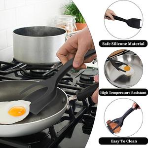 2-in-1 Silicone Turner and Spatula Tong – Egg Flipper, Versatile Kitchen Cooking Tool for Eggs, Pancakes, French Toast & Omelets- Kitchen Utensils