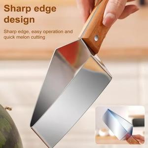 Watermelon Cutter & Slicer – Triangle Fruit Knife Utensil with 430 Stainless Steel Blade, Easy Melon Splitter Kitchen Gadget for Home Use