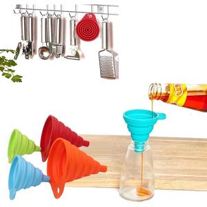 4-pcs Collapsible Silicone Funnels for Kitchen, Small & Large, Food Grade, Foldable for Easy Liquid Transfer & Bottle Filling - Kitchen Gadgets