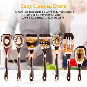 7-Piece Pakkawood Utensil Set – Eco-Friendly Wooden Spoons for Cooking, Durable Kitchen Tools & Perfect Home Gifts for Men & Women Gudamaye