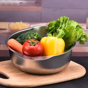 Rice Washer Strainer Bowl, Stainless Steel Washing Bowl for Rinsing Quinoa, Side Drainers Colander for Cleaning Fruits, Vegetables, and Beans - Versatile Kitchen Gadgets No Brand