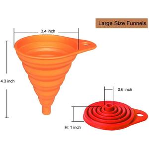 4-pcs Collapsible Silicone Funnels for Kitchen, Small & Large, Food Grade, Foldable for Easy Liquid Transfer & Bottle Filling - Kitchen Gadgets