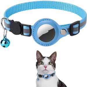 Reflective Bright Color Nylon Pet Collar with Airtag Holder for Cats, Kittens & Puppies - Waterproof & Protective