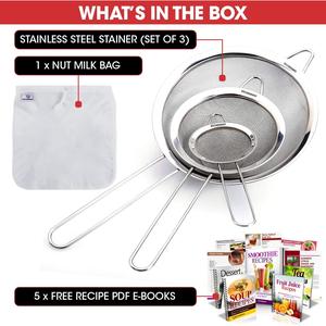 Set of 3 Size Mesh Strainers, Stainless Steel