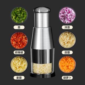 Manual Garlic Press, Onion & Garlic Chopper - Stainless Steel Blades, ABS Plastic Body - Ideal for Chopping Vegetables & Fruits - Kitchen Utensil