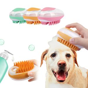 2-in-1 Dog & Cat Bath Brush - Soft Silicone Pet SPA Massage Comb for Hair Grooming & Cleaning