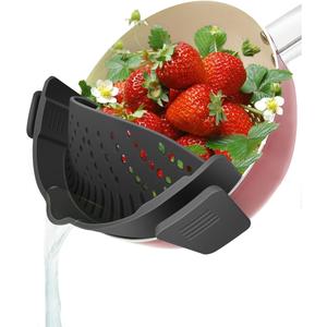 Clip on Strainer for Pots Pan Pasta Strainer, Silicone Food Strainer Hands-Free Pan Strainer, Clip-On Kitchen Food Strainer for Spaghetti, Pasta, Ground Beef Fits All Bowls and Pots No Brand