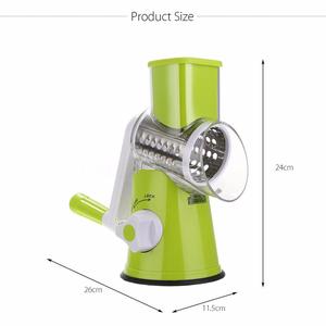 Rotary Grater with Handle, Detachable Stainless Steel Blades and Strong Suction Base, Mandoline Slicer, Vegetable & Cheese Grater - Kitchen Utensil