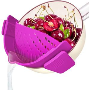 Clip on Strainer for Pots Pan Pasta Strainer, Silicone Food Strainer Hands-Free Pan Strainer, Clip-On Kitchen Food Strainer for Spaghetti, Pasta, Ground Beef Fits All Bowls and Pots No Brand
