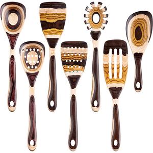 7-Piece Pakkawood Utensil Set – Eco-Friendly Wooden Spoons for Cooking, Durable Kitchen Tools & Perfect Home Gifts for Men & Women Gudamaye