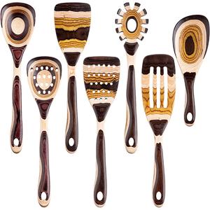 7-Piece Pakkawood Utensil Set – Eco-Friendly Wooden Spoons for Cooking, Durable Kitchen Tools & Perfect Home Gifts for Men & Women Gudamaye
