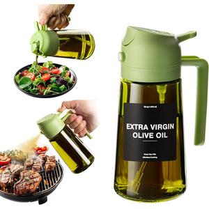 Oil Dispenser for Kitchen - 16Oz / 470Ml Olive Oil Bottle - 2 in 1 Olive Oil Dispenser & Oil Sprayer with Brush - Oil Sprayer for Cooking, Salad, Barbecue Black CXINYI