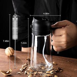 Oil Dispenser for Kitchen - 16Oz / 470Ml Olive Oil Bottle - 2 in 1 Olive Oil Dispenser & Oil Sprayer with Brush - Oil Sprayer for Cooking, Salad, Barbecue Black CXINYI