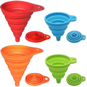 4-pcs Collapsible Silicone Funnels for Kitchen, Small & Large, Food Grade, Foldable for Easy Liquid Transfer & Bottle Filling - Kitchen Gadgets