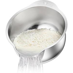 Rice Washer Strainer Bowl, Stainless Steel Washing Bowl for Rinsing Quinoa, Side Drainers Colander for Cleaning Fruits, Vegetables, and Beans - Versatile Kitchen Gadgets No Brand