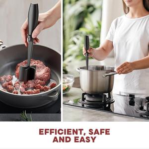 Meat Chopper & Masher – Heat Resistant, Non-Stick Nylon Kitchen Utensil - Ideal for Meat Preparation - Perfect for Ground Beef, Turkey & More