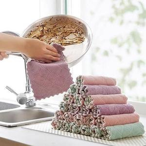 12 Pack Super Absorbent Lightweight Coral Velvet Dish Towels, Quick-Dry Microfiber Kitchen Cloths, Soft & Reusable Non-Stick Household Cleaning Rags