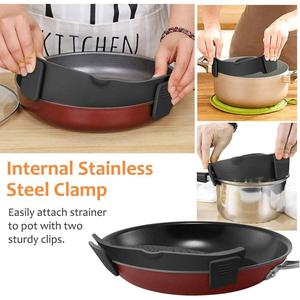 Clip on Strainer for Pots Pan Pasta Strainer, Silicone Food Strainer Hands-Free Pan Strainer, Clip-On Kitchen Food Strainer for Spaghetti, Pasta, Ground Beef Fits All Bowls and Pots No Brand