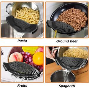 Clip on Strainer for Pots Pan Pasta Strainer, Silicone Food Strainer Hands-Free Pan Strainer, Clip-On Kitchen Food Strainer for Spaghetti, Pasta, Ground Beef Fits All Bowls and Pots No Brand